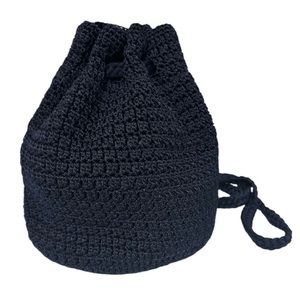 THE SAK Navy Blue Cinch Top Crochet Backpack with Braided Straps